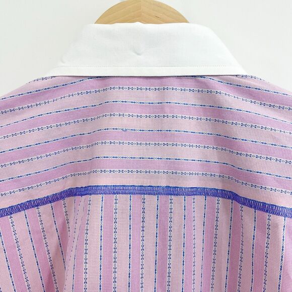 ROBERT GRAHAM Sz L Embroidered Pink Stripe Shirt Cuff Knowledge Wisdom Truth EUC - Picture 11 of 14